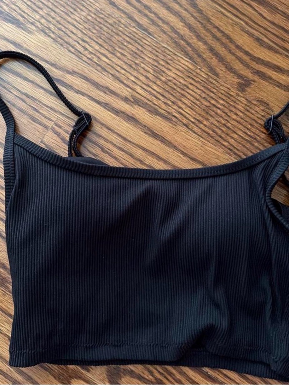 Aerie Black Ribbed Swim Bikini Top. Size xs. Adjustable straps & removable pads - Picture 1 of 2